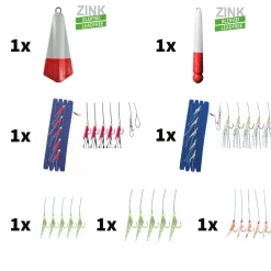 Angelset Hering Gr.M 7 Teile 5x Vorfach 2x Zinkblei