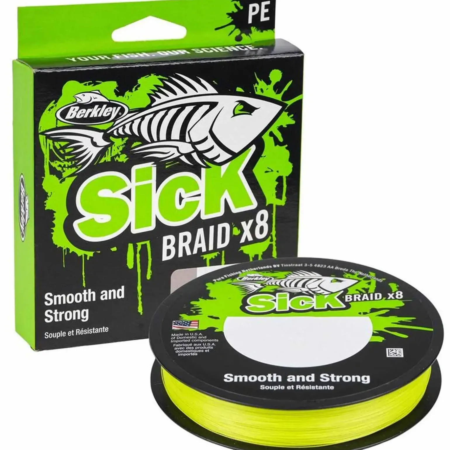 Berkley Sick Braid Hi-Viz Yellow 0,14mm Geflochtene Angelschnur Wunschlänge