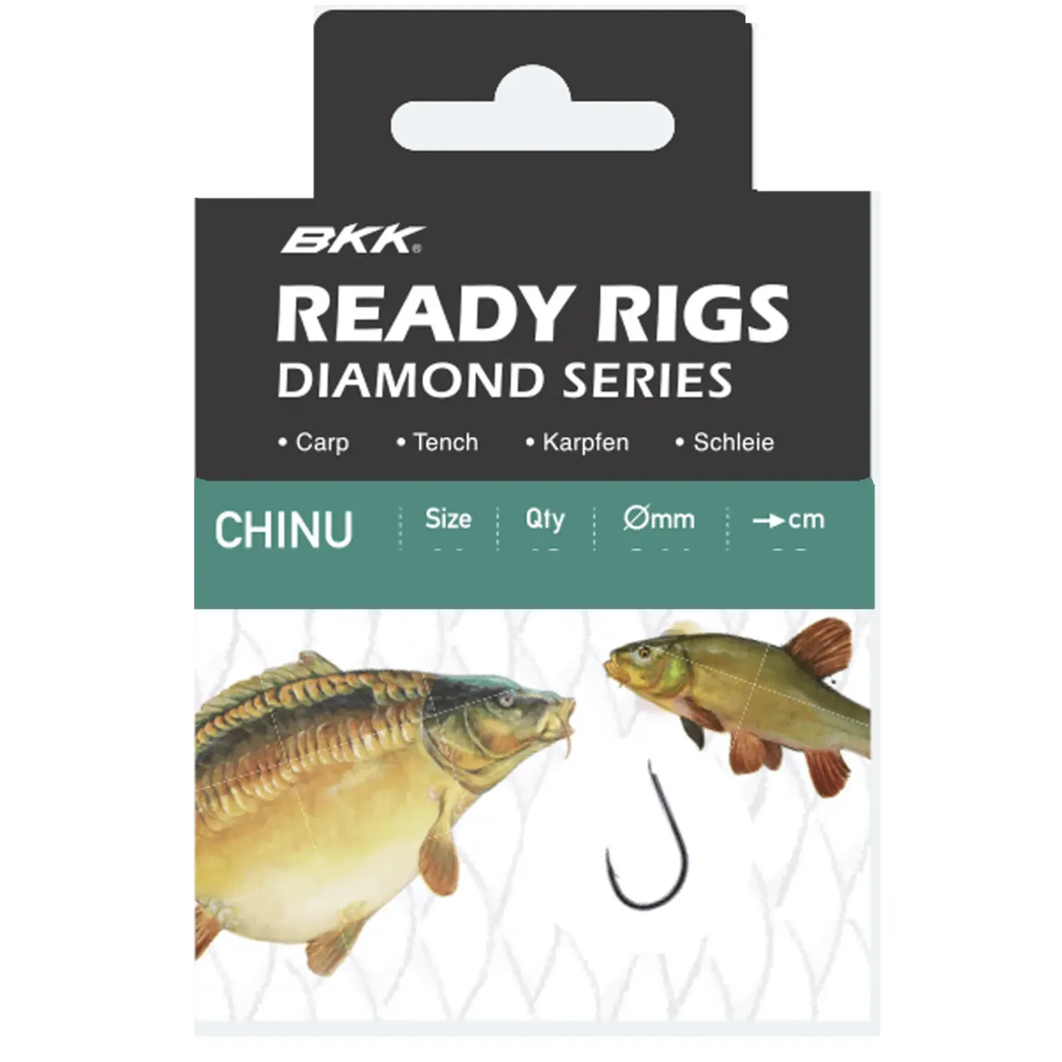 BKK Ready Rig Diamond-Chinu BN 2#, Ø 0,26 Karpfen Vorfachhaken gebunden