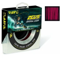 Black Cat Zeus Universal Leader 50m 110kg 0,80mm rot Geflochtene Waller-Vorfachschnur