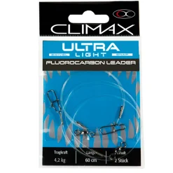 Climax Ultra Light Leader Fluorocarbon 4,2kg 60cm 2 Stück Gebundenes Vorfach