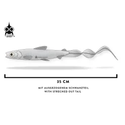 FishingGhost Renky Shad CRL 35cm Curly Tail Choco Chartreuse Gummifisch