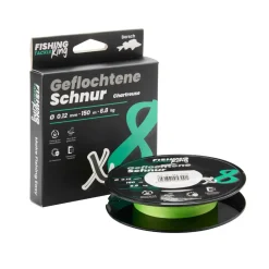 Fishing-King Tackle 8-fach Geflochtene Schnur Chartreuse 150m 0,12mm Barsch