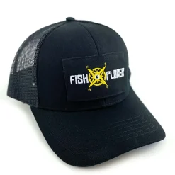 FishXplorer Trucker Cap Wasser- & Uv Resistent Schwarz mit 1 Fishxplorer-Patch