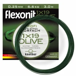 flexonit Olive 1x19 Meterware 0,25 mm Länge 3m Stahlvorfach Raubfischvorfach