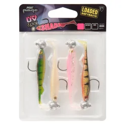 Fox Rage Slick Shad Loadet UV Mixed Colour 11cm 10g 3/0 x 4Stk Set montiert