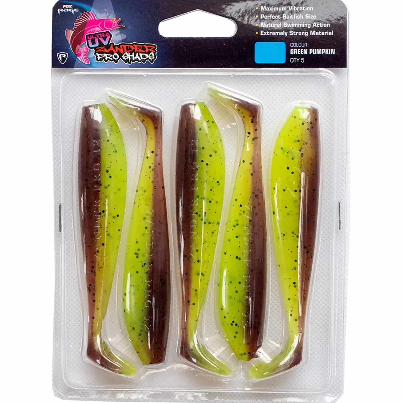 Fox Rage Zander Pro Ultra UV 7.5cm/3" UV GREEN PUMPKIN x 5pc Gummifisch