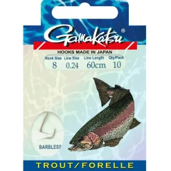 Gamakatsu BKD-3360B Trout Barbless Gr.8 Vorfachhaken ohne Widerhaken
