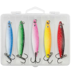 Kinetic Jebo-H Meerforellen-Blinker Angelset - 5 Meerforellenköder 24g mit Köderbox