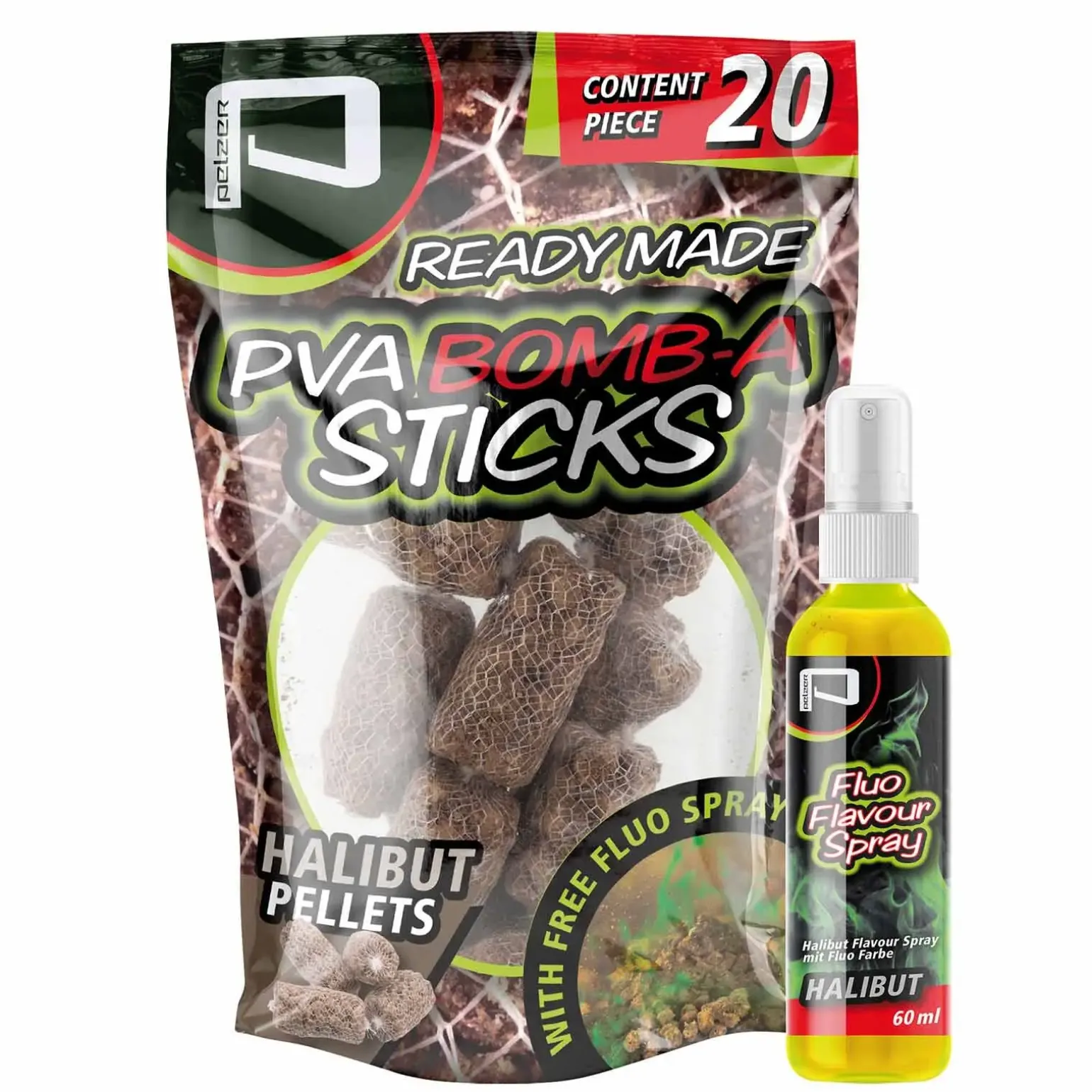 Pelzer PVA Bomb-A-Stick Halibut Pellets & Groundbait Füllung