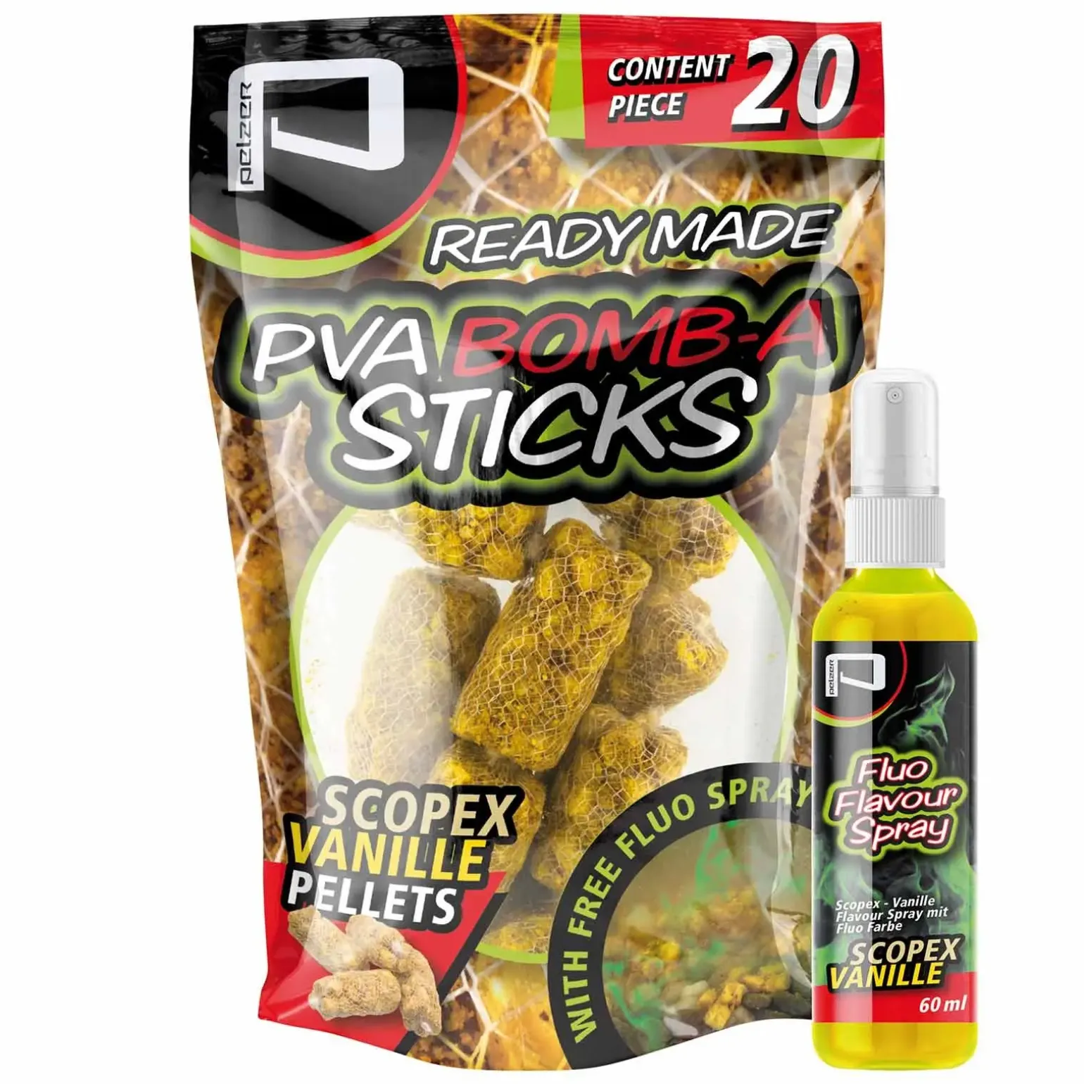 Pelzer PVA Bomb-A-Stick Scopex Vanille Pellets & Groundbait Füllung