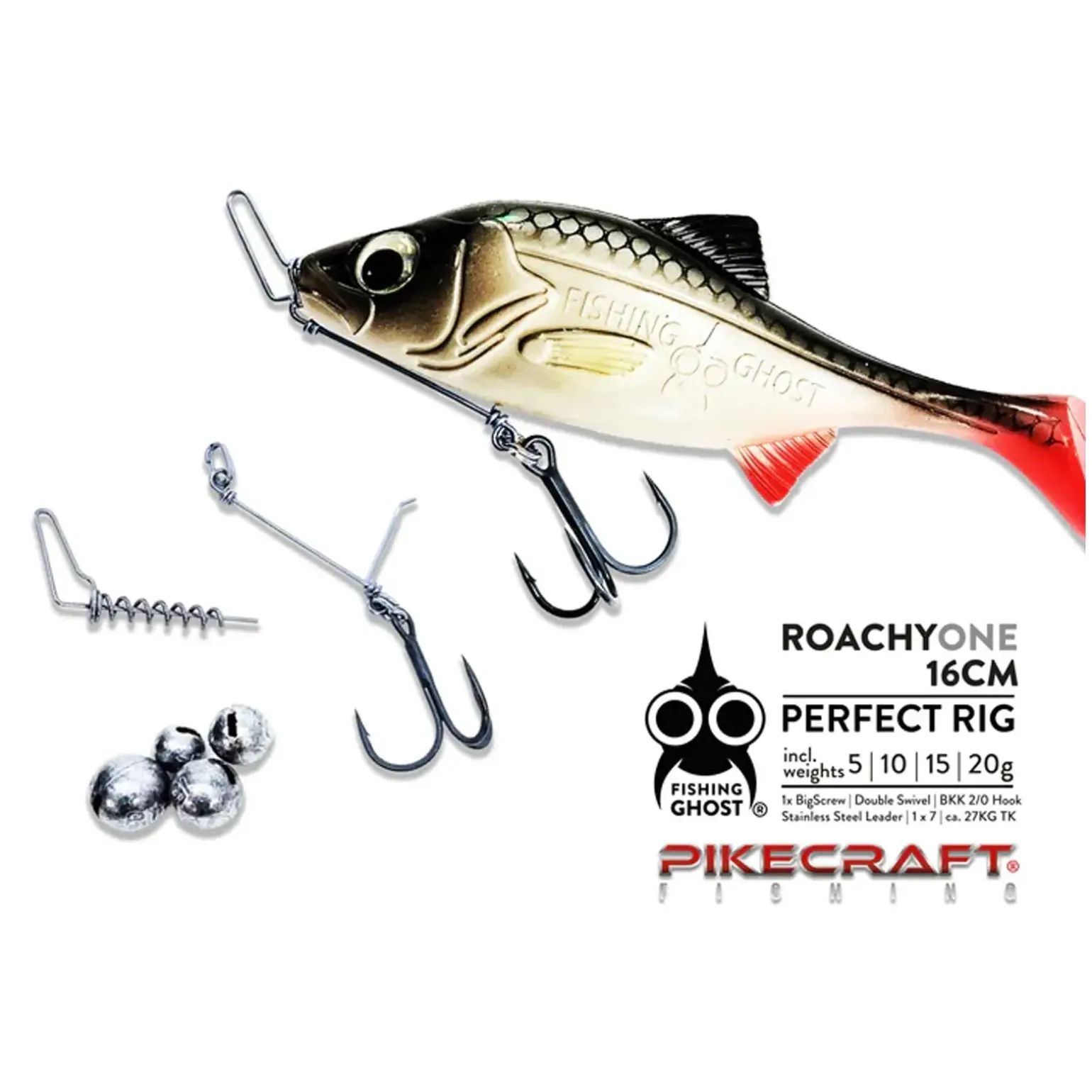 Pikecraft Roachy Kit FishingGhost 16cm BKK 2/0 1pcs Rig Zubehör