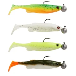 Savage gear Fat Minnow T-Tail RTF 13cm Sinking Darkwater Mix Gummifisch montiert