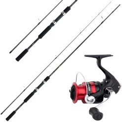 Shimano Rolle Sienna & Shimano Rute 2,40m 10-30g Forelle + Barsch Angelset Combo