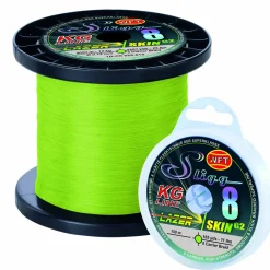 WFT Sligg 8 chartreuse 10KG 0,10 gefochtene Angelschnur – Superdünn Wunschlänge